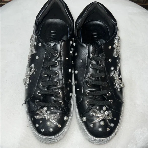 INC International Concepts Shoes Inc Black And Silver Bow